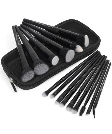 Magefy Make up brush set 15 pieces high -quality synthetic brush set makeup with case foundation powder concealer eyeshadow black make -up brush set