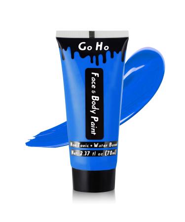 Go Ho Blue Cream Face Body Paint(2.37oz 70ml) Water Based Face Paint Blue Makeup Face Painting Kit for Kids Party SFX Cosplay Costumes Festivals Halloween Makeup