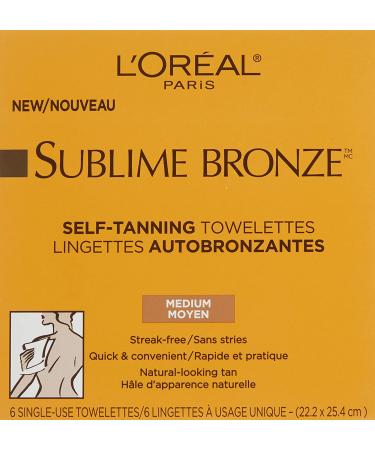 L'Oreal Sublime Bronze Self-Tanning Towelettes - Streak-Free Medium (6 ct) | Best Self Tanner - Buy Online on SooperMarket.com