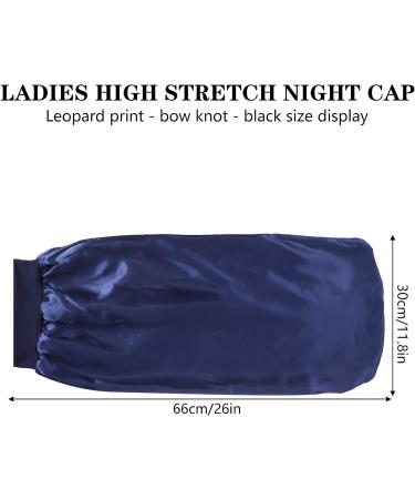 Firtink 3 Pcs Long Satin Bonnet Sleep Cap Set for Natural Hair - Black, Navy, Purple - Wide Elastic Band for Women - Extra Large Silk Bonnet for Night Sleep - Buy Online on SooperMarket.com