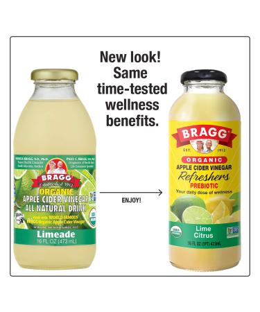 Bragg Organic Apple Cider Vinegar Limeade Drink 16 oz (Pack of 2) - All Natural - Buy Online on SooperMarket.com