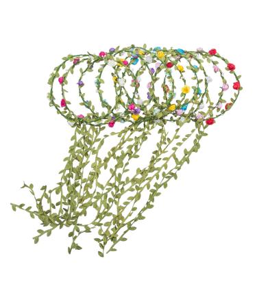 AWAYTR 9 pieces of flowers crown garland - women girls multi -colored flower garland for festival wedding party (A -Mixed color 9PCs) Multi -color style A