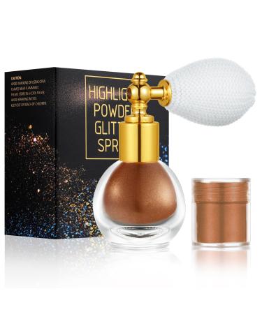 AOOWU Glitter Powder Spray Shiny Body Glitter Spray for Women Highlighter Loose Powder Spray Shimmer Sparkle Powder Makeup Spray for Body Hair Face and Clothing Brown