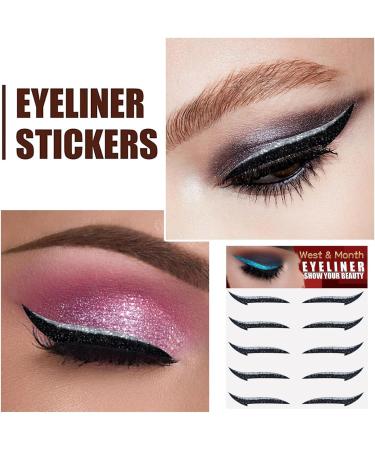 Stick On Glitter Eyeliner Strips | Instant -Adhesive Eyeliner Stencil Sparkle 5 Pairs Makeup Eyeliner Stickers Sticker Eyeliner for Party Eye Makeup Tool Eyeliner Tool Bukisa silver (five pairs) - Buy Online on SooperMarket.com