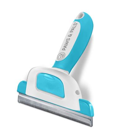 Paws & Pals Dog Brush - Gentle Soft Hair Rake Trimming Comb - Best for Shedding Dogs-Cats, Thick Long Short Haired Pet, Coat Grooming & Cat Hair Fur Removal - Self Cleaning - Deshedding Supplies