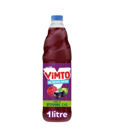Vimto Real Fruit Squash Original No Added Sugar Mixed Fruit Juice Cordial Drink Blackcurrant Grape & Raspberry 1 Litre Bottle