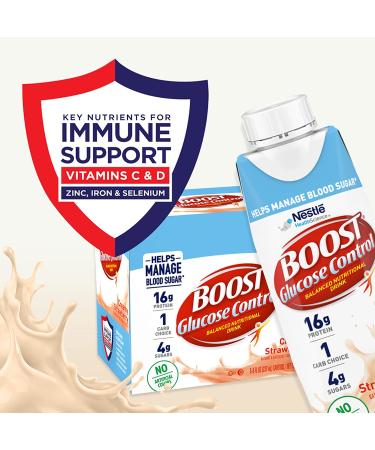 BOOST Glucose Control Creamy Strawberry 8 fl oz Carton - Pack of 24 - Buy Online on SooperMarket.com