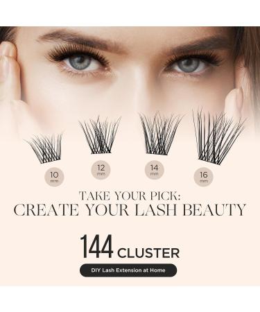 Lashview 144 PCS Cluster Lashes - DIY Mega Volume Eyelash Extensions Reusable Individual Lashes with Super Thin Band & Soft Finish (D17 C-10-16Mix) - Buy Online on SooperMarket.com