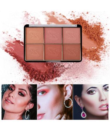 Go Ho 6-Color Face Blush Palette Light Matte Contour Makeup Kit - Set with Brush - Buy Online on SooperMarket.com