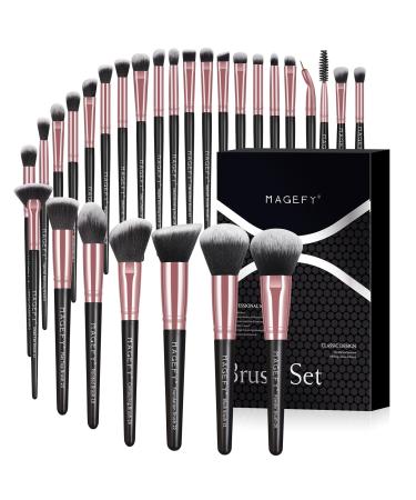 Make -up brush set Magefy Professional 28 PCs brush set make -up make -up brush premium foundation face eyes lips eyes shadow brushes cosmetic brush set with black gift box black gold
