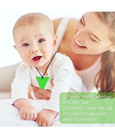 5Pcs Green Sensory Chew Necklace for Kids - Food Grade Silicone Teether Toy for Autism, Anxiety, Biting Needs - Buy Online on SooperMarket.com