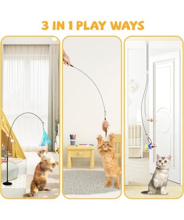 QUOZUO 50 Pcs Cat Toy Kitten Toys set Interactive cat Toy with Suction Cup Wand Hanging Door Flying cat Toys for Indoor Cats Cat Spring Toy Cat Toy Mouse cat ball toy Cat Crinkle Balls - Buy Online on SooperMarket.com