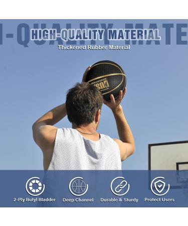 Lenwen Official Size Basketball Set - Size 7 Indoor Outdoor Rubber Ball with Pump for Youth & Adults - Navy Black - Buy Online on SooperMarket.com