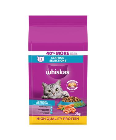 Whiskas Seafood Selections Adult Dry Cat Food With Real Salmon 2kg Bag