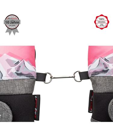 Ultrasport Advanced Ski Children's Gloves - Flexible Water Resistant & Windproof for Ages 6-14 | Rocky Black/Gray/White/Pink - Buy Online on SooperMarket.com