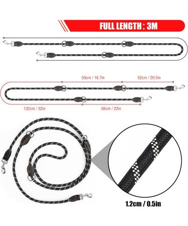 Runway Double Dog Leash 3m Adjustable | Dual Clip Leash for Small & Large Dogs | Durable Black Long Line - Buy Online on SooperMarket.com