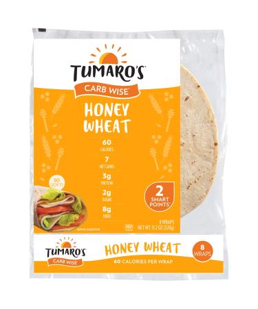 Tumaro's 8 Inch Carb Wise Wraps - Honey Wheat - Case of 6 - 8 Count
