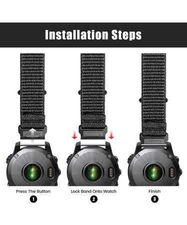 CUZOW Nylon Velcro Bands Compatible with Fenix 7/Fenix 6/6 Pro/Fenix 5/5 Plus/Epix 2  22mm Quick Easy Fit Nylon Watch Band Breathable Replacement for Forerunner 935/945/Approach s60/S62/Quatix 5/6 Black - Buy Online on SooperMarket.com