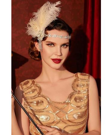 1920s Headband Vintage Flapper Headband Roaring Headpiece 20s Great Headpiece with Peacock Flapper Hair 1920s Accessories for Women - Buy Online on SooperMarket.com