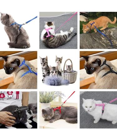 Morices 2 Pack Cat Harness and Leash Adjustable Comfortable Nylon Pet Strap Collar with Leash Escape Proof Safety Rope Leads Chest Strap for Kitten Puppy Rabbits Walking Training (Pink & Purple) Pink+Purple - Buy Online on SooperMarket.com