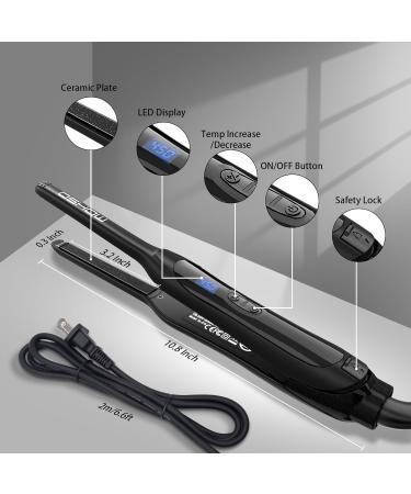 DSHOW Pencil Flat Iron - Mini Hair Straightener for Short Hair Pixie Cuts & Bangs Tourmaline Ceramic Adjustable Temperature Auto Shut Off - Black - Buy Online on SooperMarket.com
