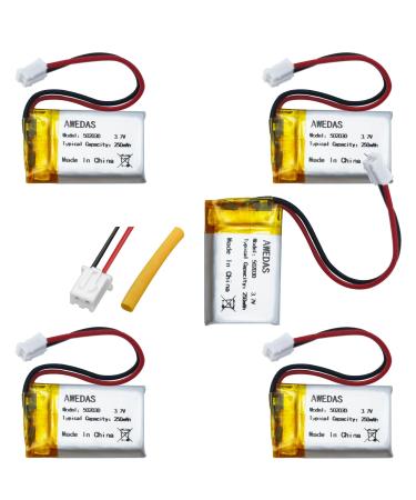 (5 Pack) 3.7v 502030 Battery 3.7v Rechargeable Battery 502030 Compatible for Multiple Device 502030 Replacement Batteries with PH 2.54 & PH 2.0 JST Connector and Tool