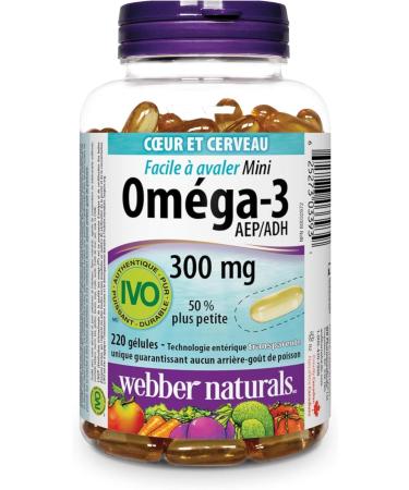 Webber Naturals Omega-3 300 mg Mini 220 Clear Enteric No Fishy Aftertaste Mini Softgels & Omega-3 Fish Oil 1 000 mg 210 Softgels Supports Cardiovascular Health and Brain Function - Buy Online on SooperMarket.com