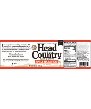 Head Country Apple Habanero BBQ Sauce 20oz - Spicy & Sweet Flavor | Pack of 1 - Buy Online on SooperMarket.com