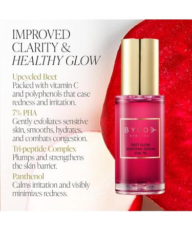 BYROE Beet Glow Boosting Face Serum - Brightening Vegan Serum with Peptides & Vitamin C | Target Redness & Dullness for Smooth Complexion | 1.01 Fl Oz - Buy Online on SooperMarket.com