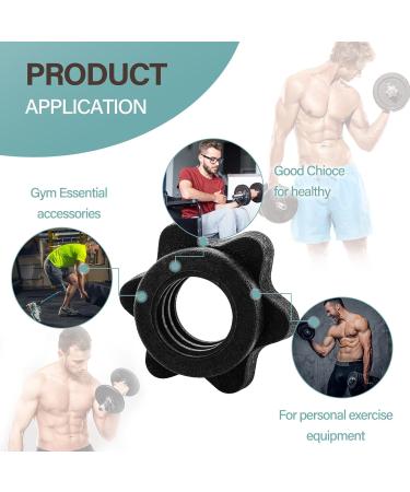 Prasacco 6 Pack Dumbbell Socket Nuts - 25mm Anti-Slide Barbell Clamps | Black Plastic Star Closures for Weight Training - Buy Online on SooperMarket.com