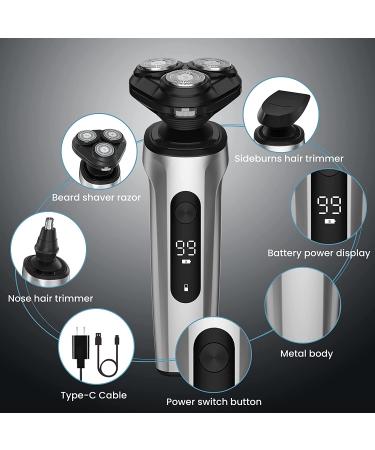 SweetLF 3-in-1 Electric Razor for Men - 5D Rotary Shaver, Waterproof, Type-C Charging, Metal Body - Buy Online on SooperMarket.com