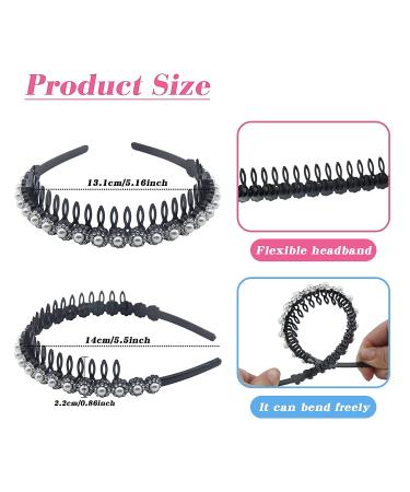 Yeshan Pearl & Rhinestone Hair Comb Headbands for Women - Set of 4 Non-Slip Hair Hoops - Buy Online on SooperMarket.com