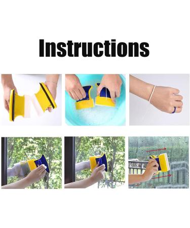 Jomewory 2 Pcs Double Sided Glass Cleaner Double Sided Glass Cleaner - Outside Window Cleaner Magnetic Window Cleaner with1.5m Rope for Window Cleaning Windows Thickness 3-8mm - Buy Online on SooperMarket.com