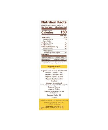 Simple Mills Organic Seed Crackers Garlic & Herb - Gluten Free, Vegan, Paleo Friendly Snacks - 4.25 oz (Pack of 6) - Buy Online on SooperMarket.com