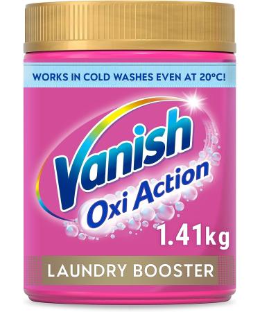 Vanish Gold Oxi Action Laundry Booster and Stain Remover Powder for Colours 1.41 kg Removes Tough Stains Even at 20 C Keeps Colours Bright Safe on Everyday Fabrics (Packaging May Vary) Gold 1 Count (Pack of 1)