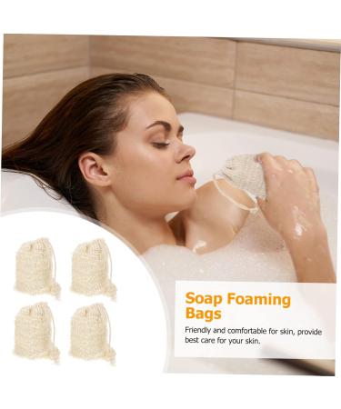 WOONEKY 4pcs Cotton Linen Soap Bag Net Foaming Net Foaming Hand Wash Exfoliating Soap Bag Khaki - Buy Online on SooperMarket.com