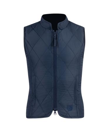 HORZE Kid's Unisex Quilted Softshell Lightweight Windproof Equestrian Riding Vest Peacoat Dark Blue X-Large