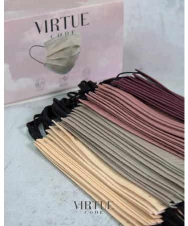 Virtue Code Earth Tones Disposable Face Mask Pack - 50 Cute Masks for Men and Women in Cream, Pink, Burgundy, and Beige Colors - Buy Online on SooperMarket.com