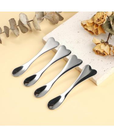 Metal Makeup Spatula Set - 4 Heart-Shaped Facial Massagers & Mini Beauty Spoons for Masks Creams & Lotions - Reusable Skincare Tools - Buy Online on SooperMarket.com