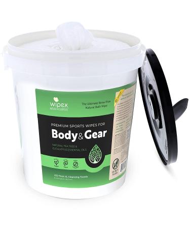 Wipex No Rinse Body Wipes for Adults | 225 Large Body Camping Wipes | Tea Tree & Eucalyptus Essential Oil | Gym, Yoga, Wrestling, Team Sports | After Workout Bathing & Athlete Body Wipes - Buy Online on SooperMarket.com