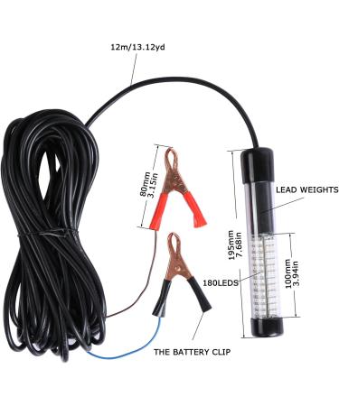 Goture 12V 10.8W White Blue Green LED Submersible Fishing Light | Fish Finder Lamp for Night Fishing | Freshwater Saltwater | 12m Cord - Buy Online on SooperMarket.com