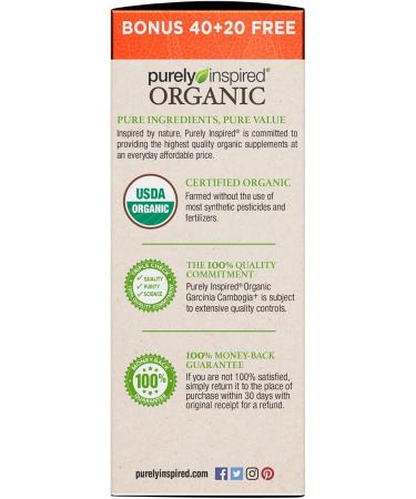 Purely Inspired Organic Garcinia Cambogia - 60 Easy-Swallow Veggie Tablets for Weight Loss - Buy Online on SooperMarket.com