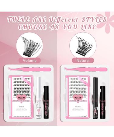 DIY Lash Extension Kit Cluster Lashes Kit with 72 Pcs Lash Clusters Lash Bond Remover Eyelash Applicator Beginner DIY Lashes Kit Easy to Use (Volume Style) DIY Lash Kit Volume Kit (Clear Glue) - Buy Online on SooperMarket.com