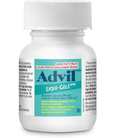 Advil Regular Strength Ibuprofen Pain Relief Liquid-Gels Fast Acting Pain Relief for Migraine Back Neck Joint and Muscle Relief 200mg (16 Count) - Buy Online on SooperMarket.com