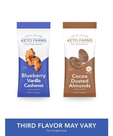 Keto Farms Blueberry Vanilla Cashews - Low Carb Keto Nuts (1 oz, 6 Count) | Roasted Lightly Salted Desserts with Real Fruit | Satisfy Candy Cravings with 0g Added Sugar - Buy Online on SooperMarket.com