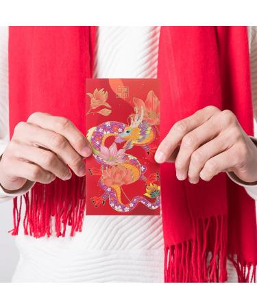 2024 Lunar Chinese New Year Red Envelopes 6pcs Spring Festival Hong Bao Red Pocket Cartoon Gold Raised Foil Dragon Lai See Lucky Money Envelopes - Buy Online on SooperMarket.com