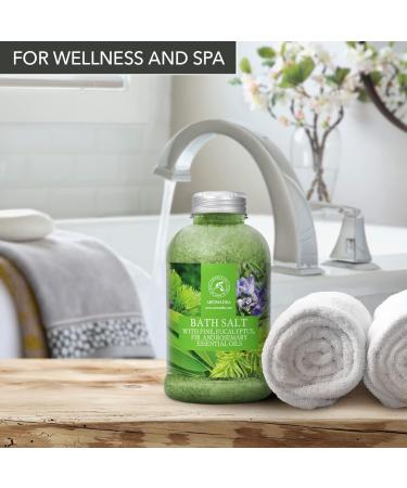 Bathing Salt 600g with Pine Eucalyptus Fir & Rosemary Oils - Sea Salt Bath for Relaxation Wellness & Aromatherapy - Enhance Sleep & Beauty - Buy Online on SooperMarket.com