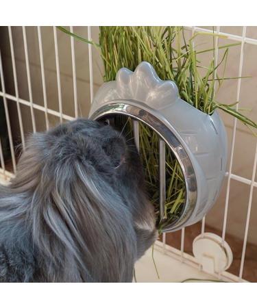 Small Animal Hay Feeder - Chew-Proof ABS Body with Stainless Steel Grid - Ideal for Rabbits, Guinea Pigs, Chinchillas - 20x16x10cm Gray - Buy Online on SooperMarket.com
