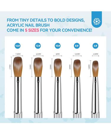 Saviland Professional Kolinsky Acrylic Nail Brush Set - 5PCS | Size 4/8/10/12/16 | Highly Absorbent Bristles for Acrylic Powder & Liquid | Nail Extension & Carving | Blue 02-Blue - Buy Online on SooperMarket.com