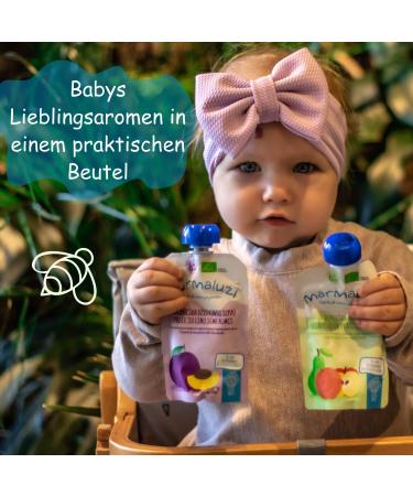 Organic Quetschies by Marmaluzi - Premium Sugar-Free Fruit Puree for Babies 6 Months+ - Gift Set 4 Pack (4 x 90g) - Healthier Snack Option - Buy Online on SooperMarket.com